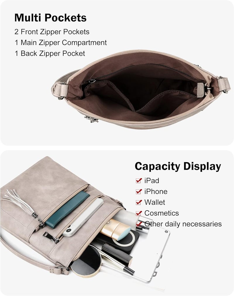 MASINTOR Crossbody Purses for Women, Multi Pocket Casual Crossbody Bag, Adjustable Strap Shoulder Bag with Tassel - Image 3